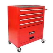 4-Drawer Red Rolling Tool Cart Multifunctional Garage Storage Mobile
