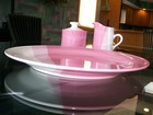 TRIO PINK JAPAN DINNERWARE PLATTER 12 1/2”, SUGAR & CREAMER — photo 2