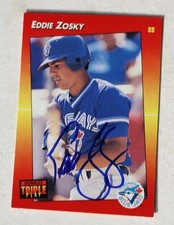 Toronto Blue Jays Eddie Zosky 1992 Donruss Triple Play Autographed Baseball Card