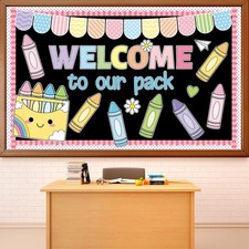 Crayon Bulletin Board Set Welcome Back to School Classroom Decorations Welcom...