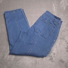 Chicos Perfect Stretch Straight Leg Ankle Jeans 8 1 High Rise Medium Wash