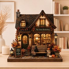 Personalized Fall House Wooden Block, Autumn Home Shelf Decor, Custom Family Nam