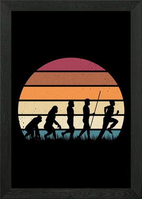Retro Cricket Evolution gerahmtes Wandbild Poster Leinwanddruck Bild