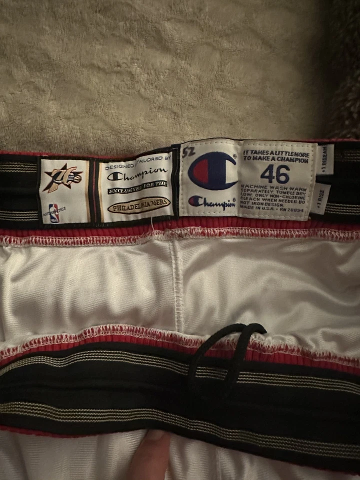 Authentic Philadelphia 76ers Allen Iverson #3 Game Issued worn White Shorts 46 - Image 4 of 4
