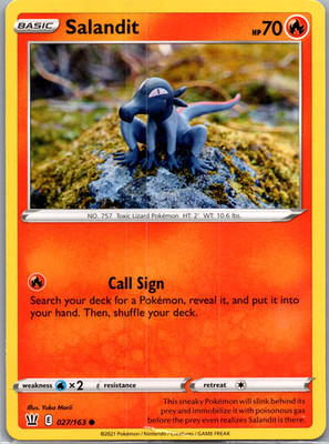 Salandit Common SWSH05: Battle Styles 027/163 NM - Pokemon TCG - Free Ship!