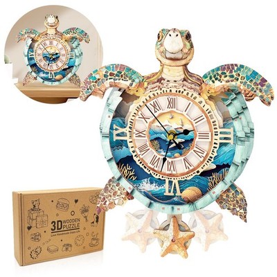 3D Puzzle for Adults Clock - Sea Turtle Clock Design Model Kit-Mechanical DIY...