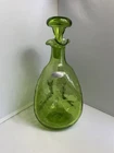 Vintage BLENKO Art Glass #49 Pinched Decanter & Stopper Green Crackle