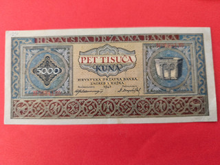 Hrvatska 5000 kuna 1943 voir etat