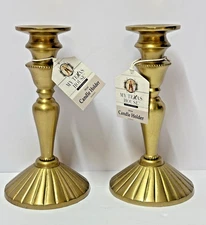 My Texas House Gold Metal Set Of Candle Holders 8 Inch NOS With Tags