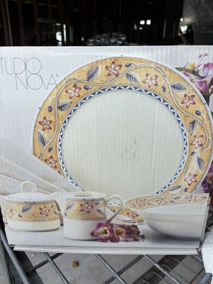 Studio Nova 5 Pieces Set, Plate 12  , Bowl 8  Creamer W/ Cover And Sugar Cup