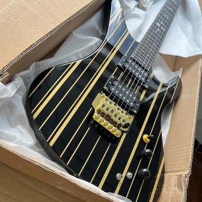 Custom Synyster Gates Black/Gold Electric Guitar Floyd Rose Tremolo Ship US