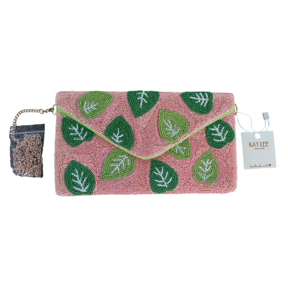 Bolso Bandolera KAY LEE Rosa Motivo Hoja Cuentas Sobre #CL9092APK Foto 2 de 4