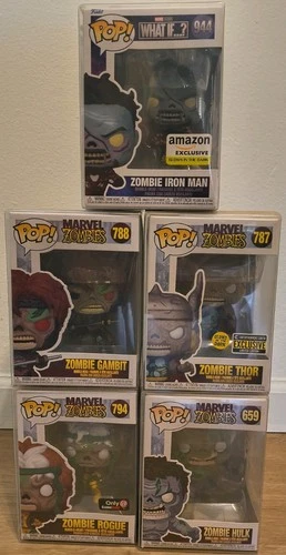 Funko Pop Marvel Zombies Exclusive Rare Vinyl Iron Man Gambit Thor Rogue Hulk NM