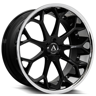 Azad Wheels AZ99 20x10.5 Custom Gloss Black with Chrome SS Lip (4pcs) A1