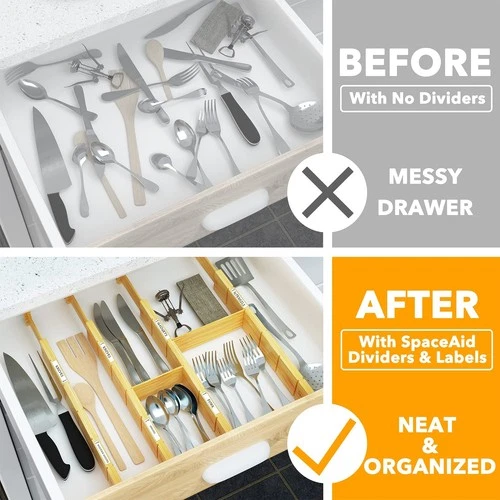 SpaceAid Bamboo Drawer Dividers - Thumbnail 5