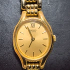 Seiko Dress Watch Women 2Y00-5290 Gold Dial Link Bracelet Band New Bat Great !!