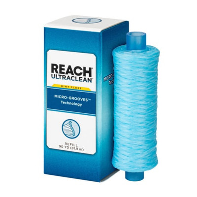1-PACK REACH Ultraclean Dental Floss Refill, Shred-Resistant Mint Floss 90 yds