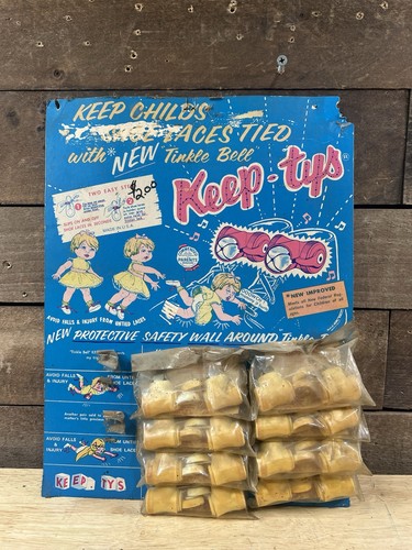 Vintage Keep-Ty’s Store Display Card Child Shoe Lace Locks with Bells