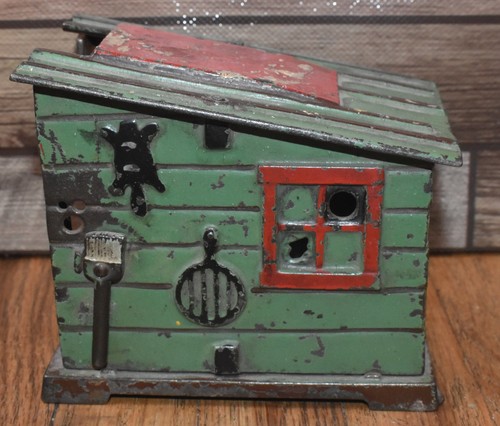 Antique JE Stevens Man in the Cabin Cast Iron Mechanical Bank - PARTS