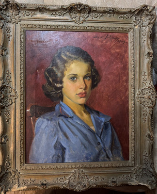Magnificent Ben Solowey Oil ''Portrait Young Woman'' 49 Signed Oil Painting-Framed