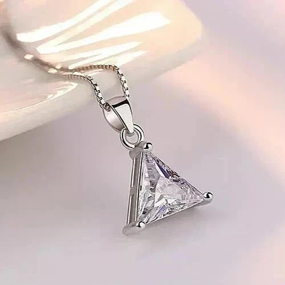#ad 2Ct Certified Triangle Shape Diamond Women#x27;s Solitaire Pendant 14K White Gold $450.00