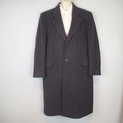 Nino Cerruti Wool Cashmere Blend charcoal Overcoat Luxury Fall Winter coat 42r - product listing photo