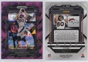 2022 Panini Prizm Rookies Purple Ice Prizm /225 Greg Dulcich #360 Rookie RC