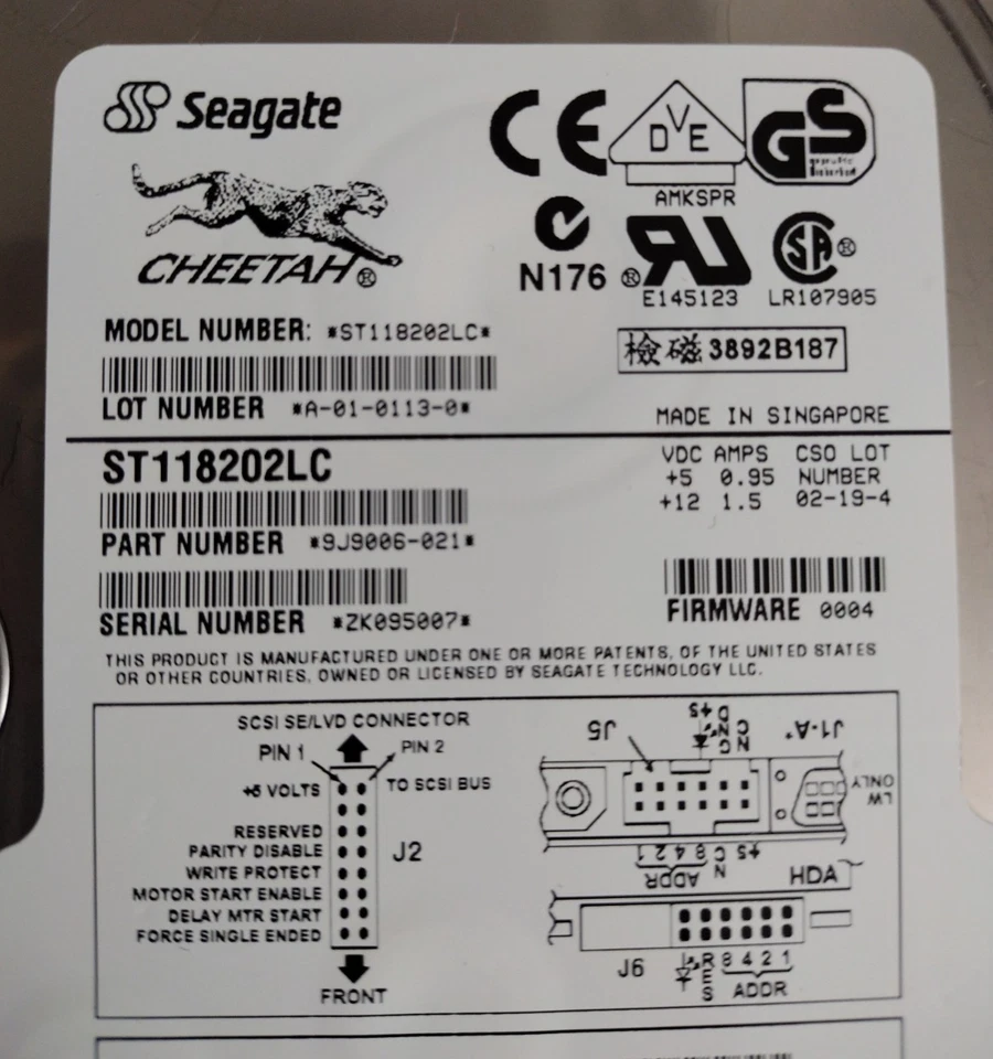 Vintage Seagate Cheetah ST118202LC 18.2GB 10K  SCSI Ultra2 3.5'' Full HDD - Image 2 of 4