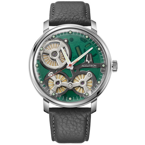 Accutron Spaceview 2020 Electrostatic Skeleton Green Leather 43.5mm 2ES6A005
