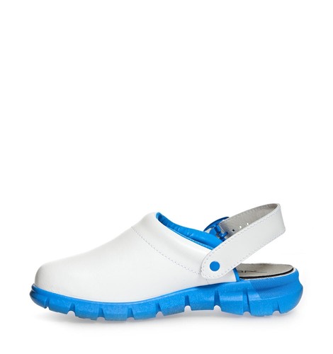 Work Shoes ABEBA Clog Occupational Shoe Dynamic 7312 White Blue Catering Care - Picture 2 of 8