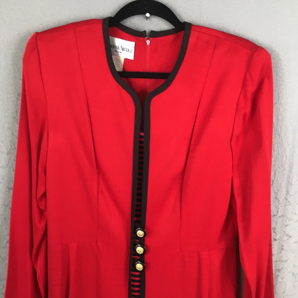 Vestido Vintage Danny & Nicole Mujer 10 Rojo Negro Marinero Años 80 Preppy Old Money Foto 2 de 4