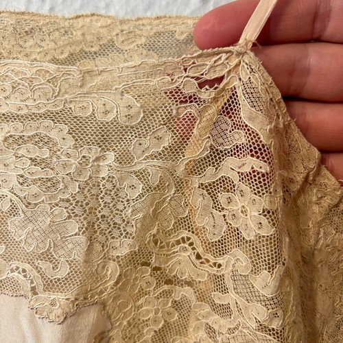 Antico abito da notte anni 20 30 piccolo seta pesca slip orsacchiotto pizzo lingerie camicia - Foto 8 di 9
