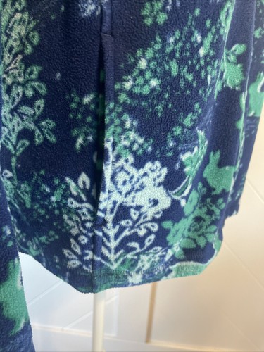 Laura Scott Fleece Forest Blue Green 1X Zip Up Cardigan Cute With Pockets - Picture 3 of 3