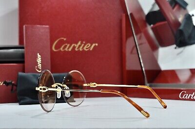 Rare Cartier vintage Rimless Harmattan C Decor Gold Occhiali Rare Cartier vintage Rimless Harmattan C Decor Gold Occhiali