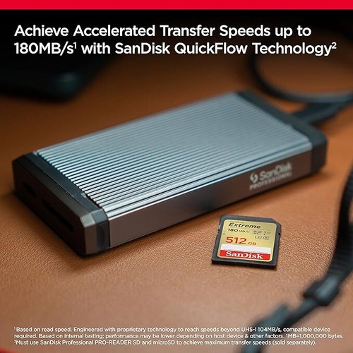 SanDisk 512 GB NUEVA Tarjeta Extreme SDXC UHS-I Velocidad de hasta 180 MB/s - Picture 4 of 7