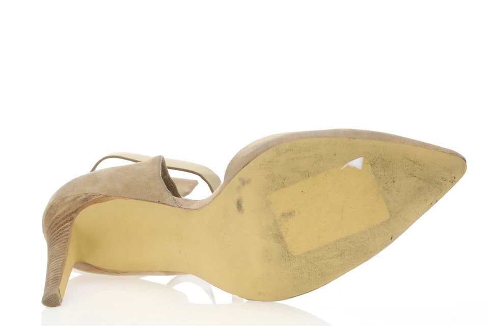 Joe's 55 Mujer Beige Gamuza Sin Cordones Punta Punta Punta Tobillo Correa Bomba Tacones Talla 11 Foto 4 de 4