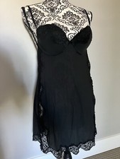 VICTORIAS SECRET Babydoll Slip Black Lace Size 36B Small New NWT