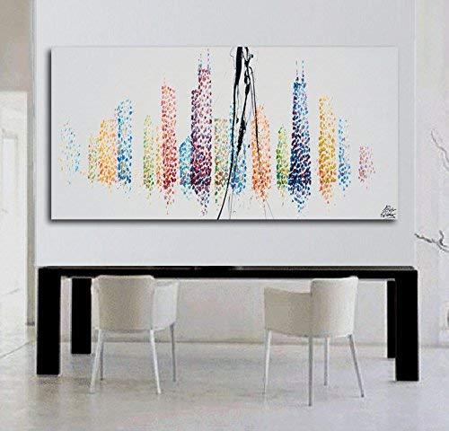 Chicago 67" Skyline cityscape original oil painting on canvas, thick layers - Picture 5 of 5