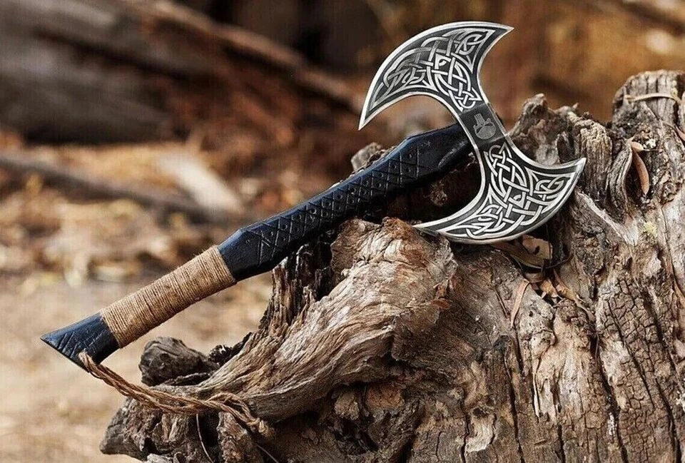 New Custom Double Head Hand Forged Viking Axe With Carbon Steel