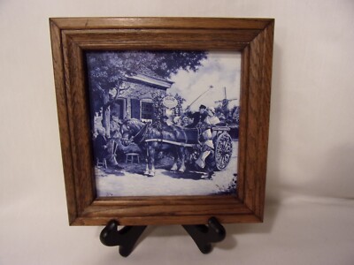 Delft Blauw Dutch Wedding Framed Tile Hulde aan het bruidspaar by J.C. van Hunn