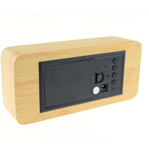 Digital LED Wood Wooden Desk Alarm Clock Timer Thermometer Snooze Voice Control - Picture 4 of 11