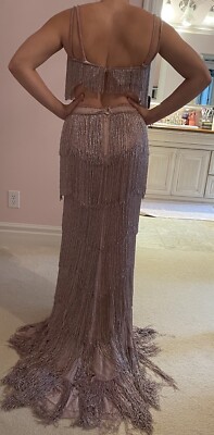 Sherri Hill Light Pink Fringe Gown Size 6 | eBay