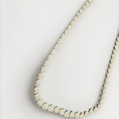 16.6 Grams 14K Yellow Gold Heart Necklace Pave Stones 18 Inches, 5mm Width Chain - Picture 3 of 13