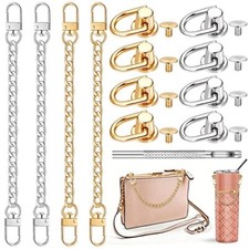 4 Pcs Purse Chain Strap Extender 7.9 Inch Purse Chain and 8 Pcs Studs Rivets ...