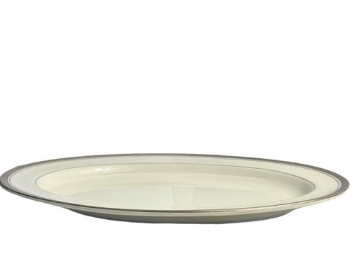 VTG Geneva Pickard Ivory China Platter with Platinum Bands 1980's 14.5” X 10.75” - Picture 3 of 7