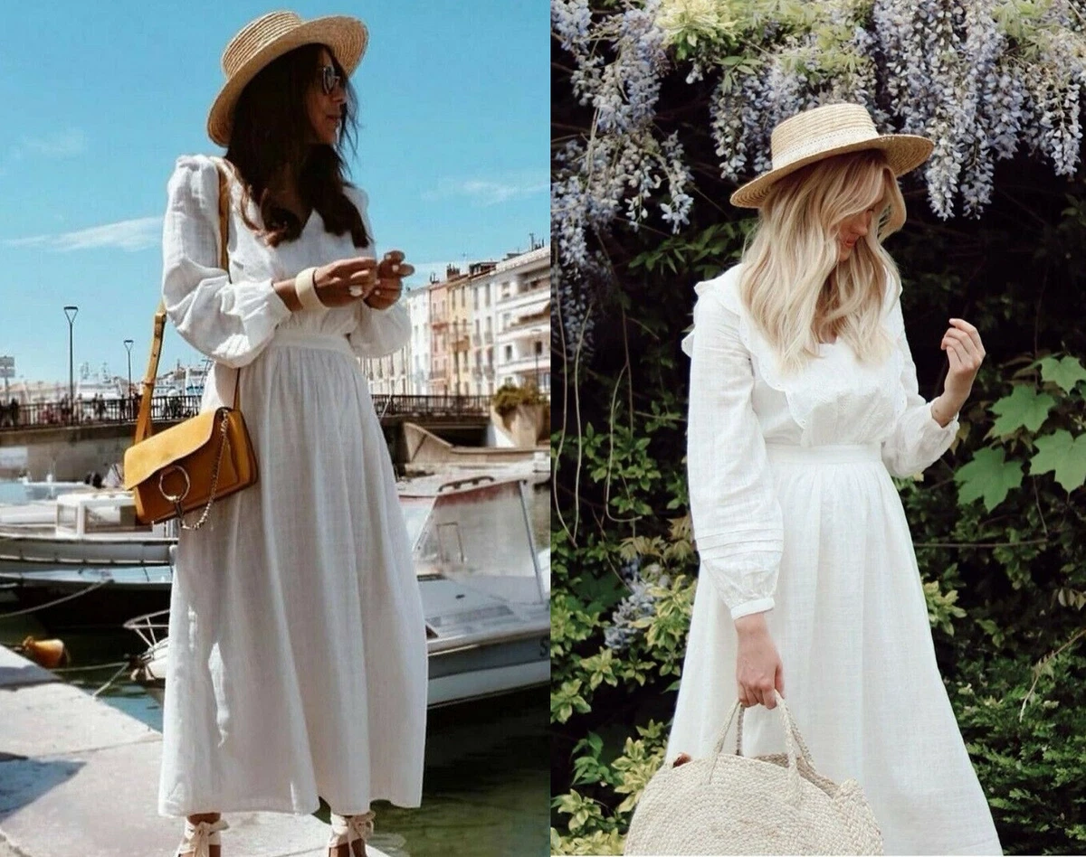Long white hotsell embroidered dress