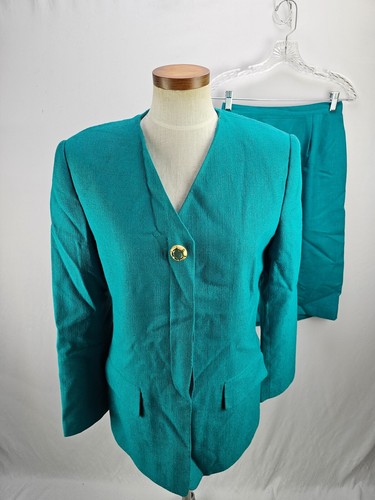 Kasper Women's Green 2 Piece Skirt Suit 8