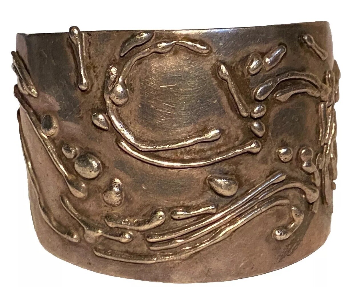 LARGE SILVER STUDIO ARTISAN REPOUSSÉ BRUTALIST MO… - image 4