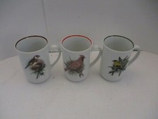 3 - Vintage Tea or Coffee Porcelain Mugs Birds Japan MCM late 60s /70&rsquo;s Songbird