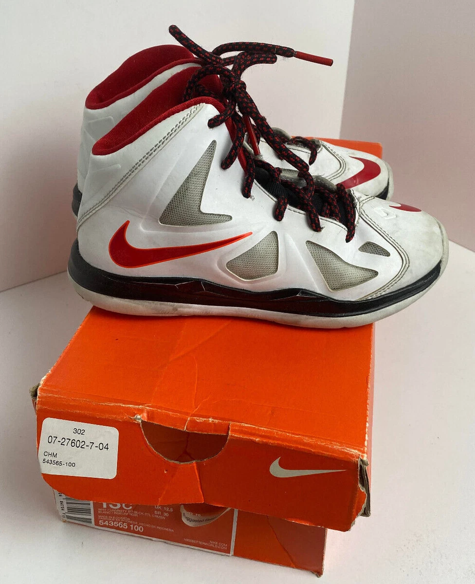 Nike LeBron James X PS White Boys Sneaker 543565 100 Size 13C with